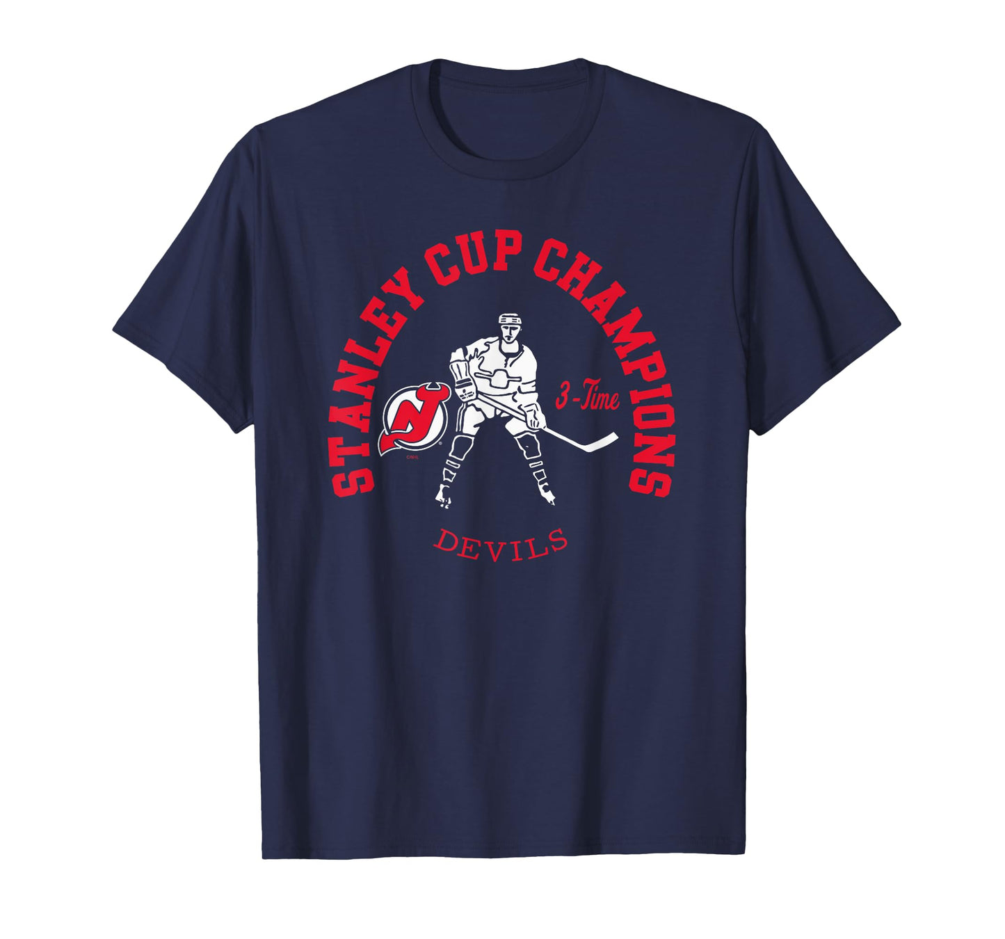 New Jersey Devils Stanley Cup Champions 3-Time Black T-Shirt