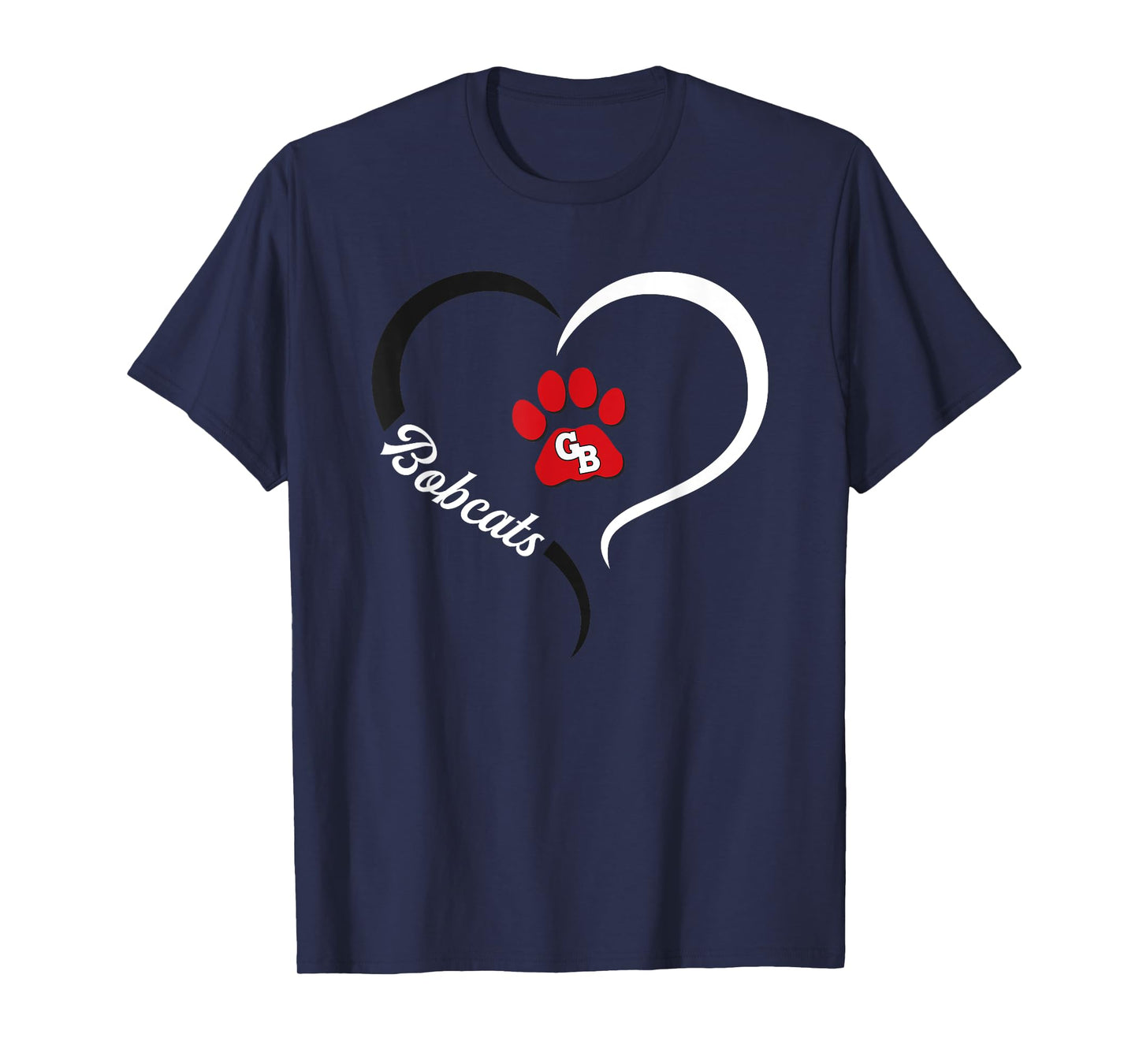 Grand Blanc Bobcats Logo Half Heart Slogan HS T-Shirt