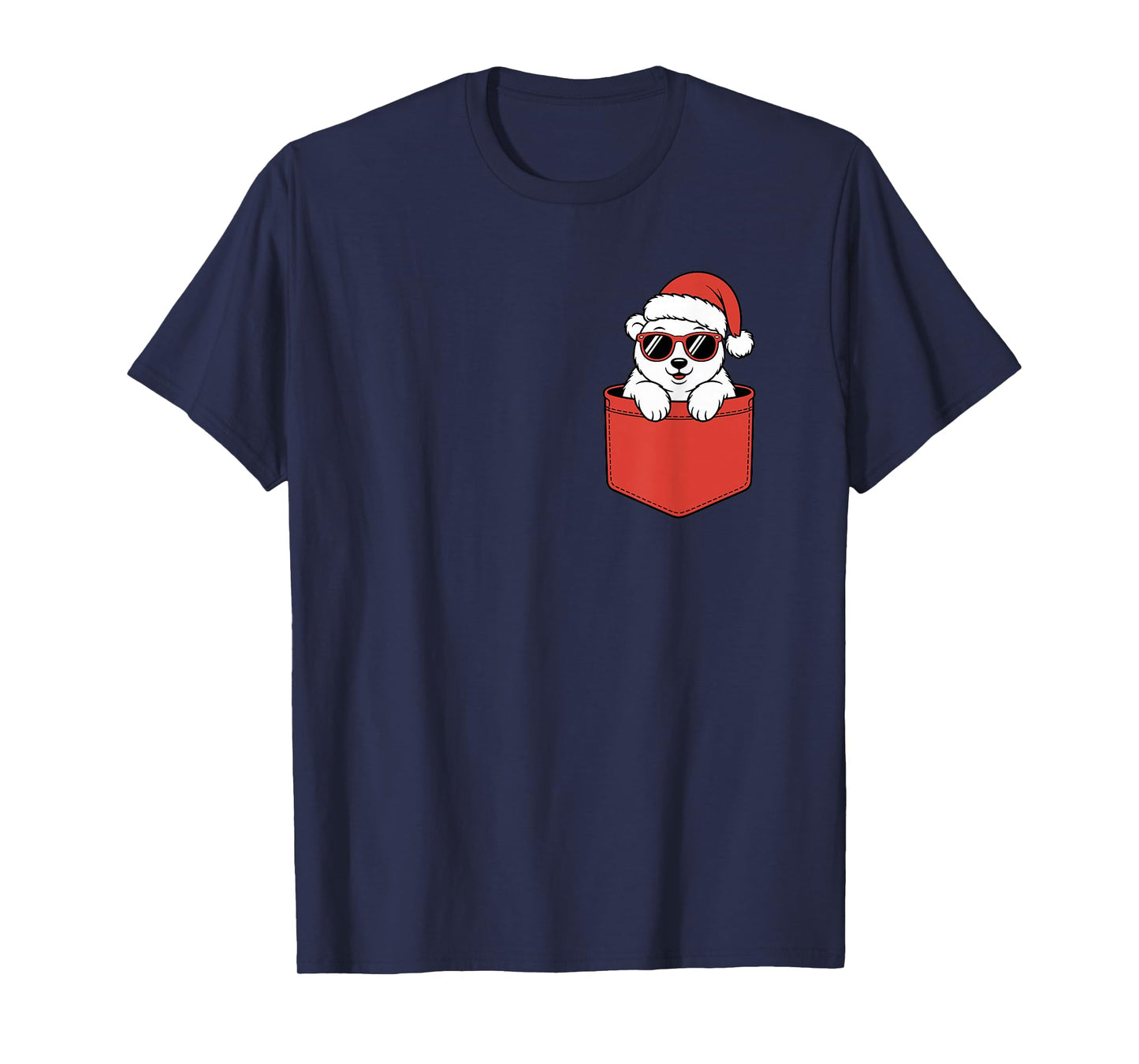 Pocket Polar Bear Christmas, Cute White Bear with Sunglasses T-Shirt