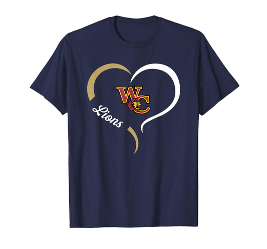 West Charlotte Lions Logo Half Heart Slogan HS T-Shirt