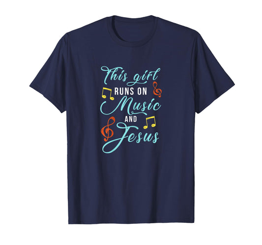 Jesus & Music Christian T-Shirt - Musical Theme Girl Design T-Shirt