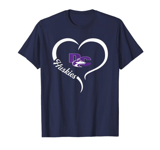 Douglas County Huskies Logo Half Heart Slogan HS T-Shirt