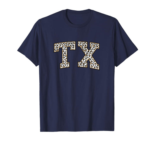 Texas Tshirt For Women | Stylish Leopard Print TX State T-Shirt