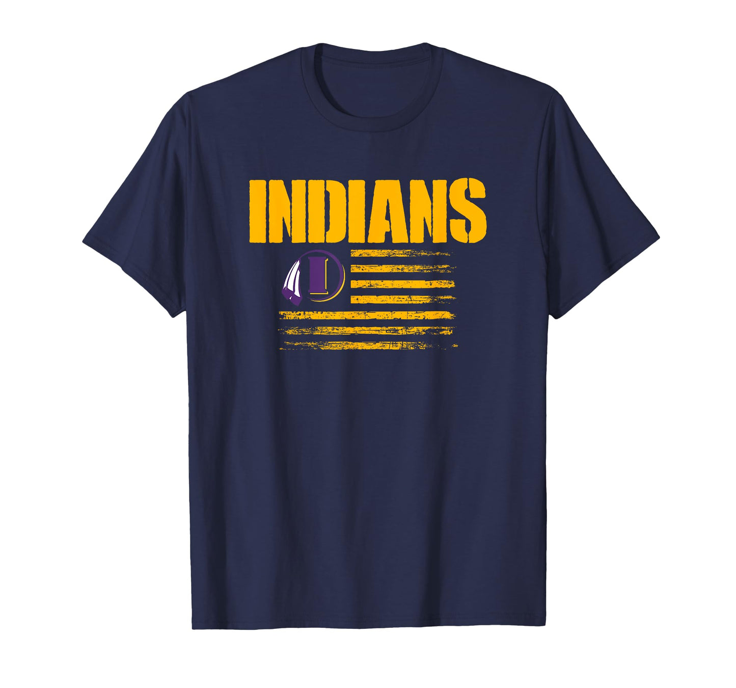 Indianola Indians Logo USA Flag Pride HS T-Shirt