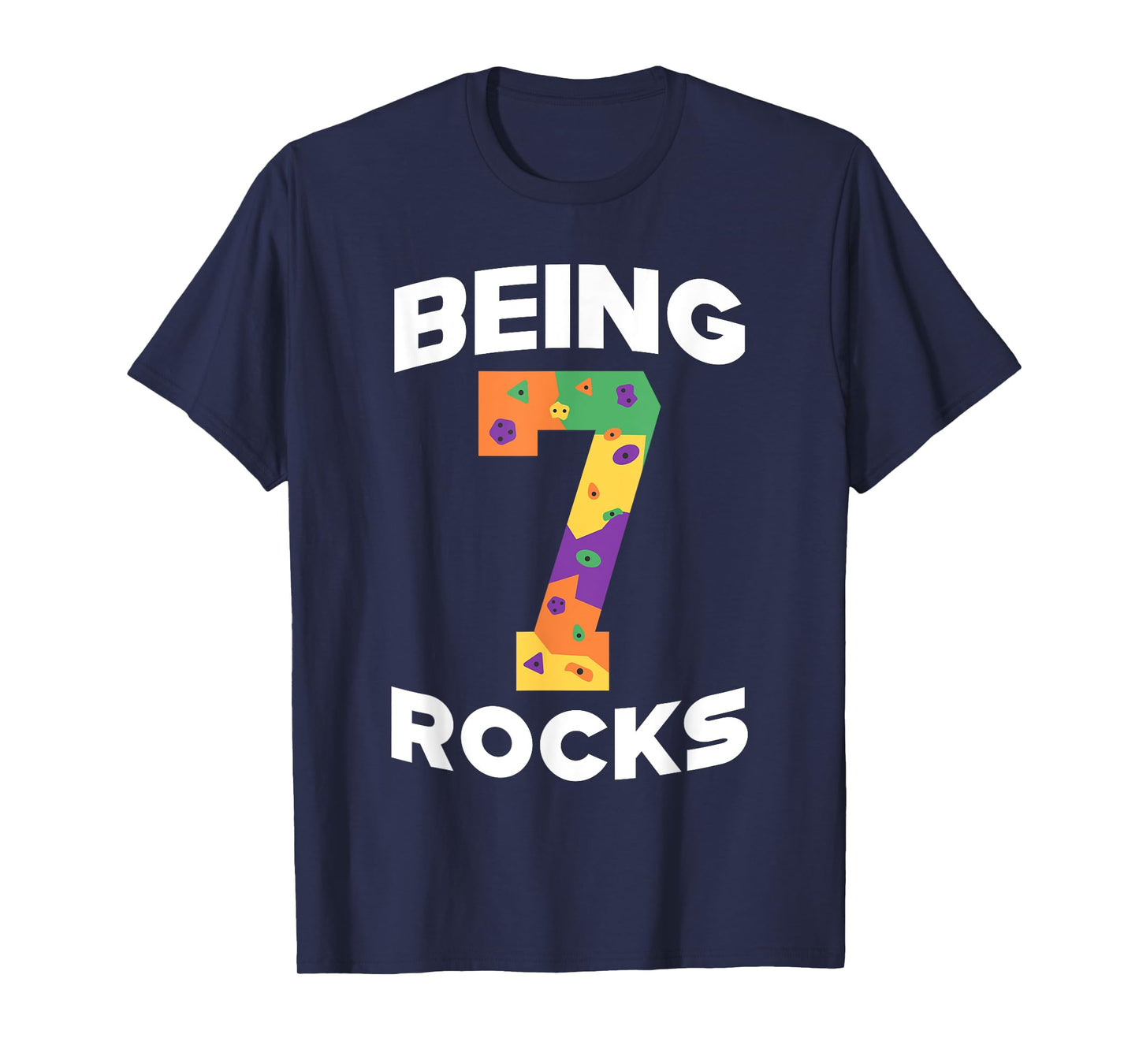Rock Climbing Funny 7 Years Old 7th Birthday Gift For Kids T-Shirt