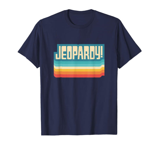 Jeopardy! Vintage Black Letter Print T-Shirt, Unisex-Adults, Short Sleeve, Small
