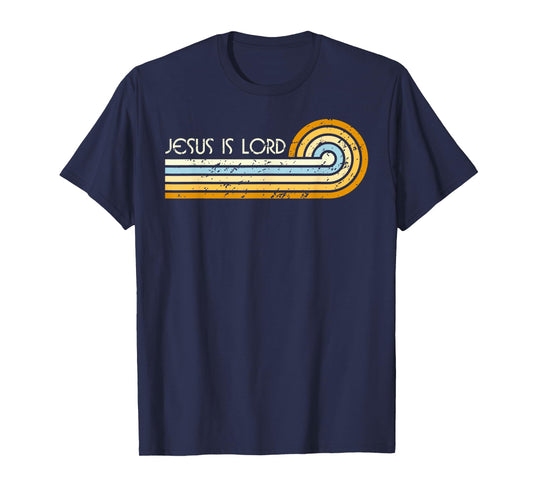 Retro Groovy 1970s 1980s Jesus is Lord Romans 10:9 T-Shirt