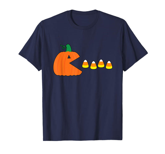 Funny Halloween Pumpkin Eating Candy Corn Halloween Gamer T-Shirt