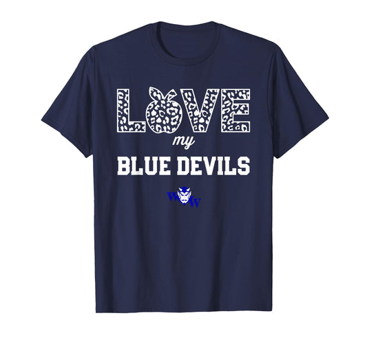Walla Walla Blue Devils Logo Love My Team HS T-Shirt
