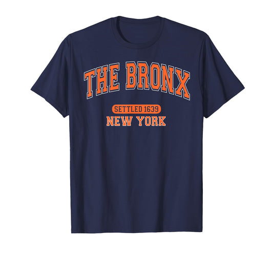 The Bronx New York Settled 1639 Vintage Sports Arched Orange T-Shirt