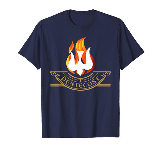 Peony Dove Tongue Fire Flame Holy Spirit Catholic T-Shirt