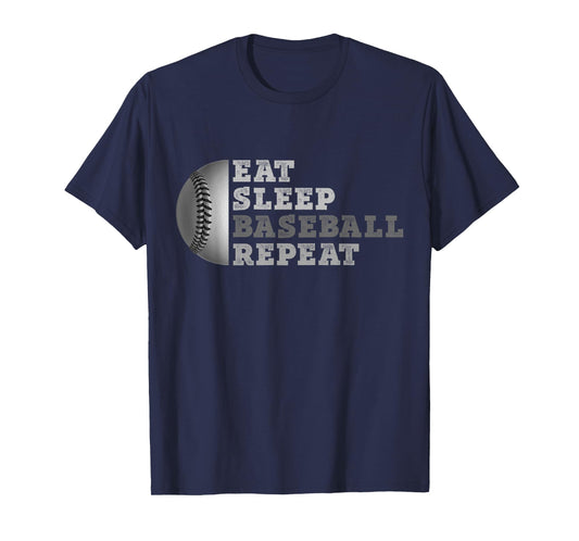 Eat Sleep Baseball Repeat T Shirt Funny Baseball Player Men T-Shirt