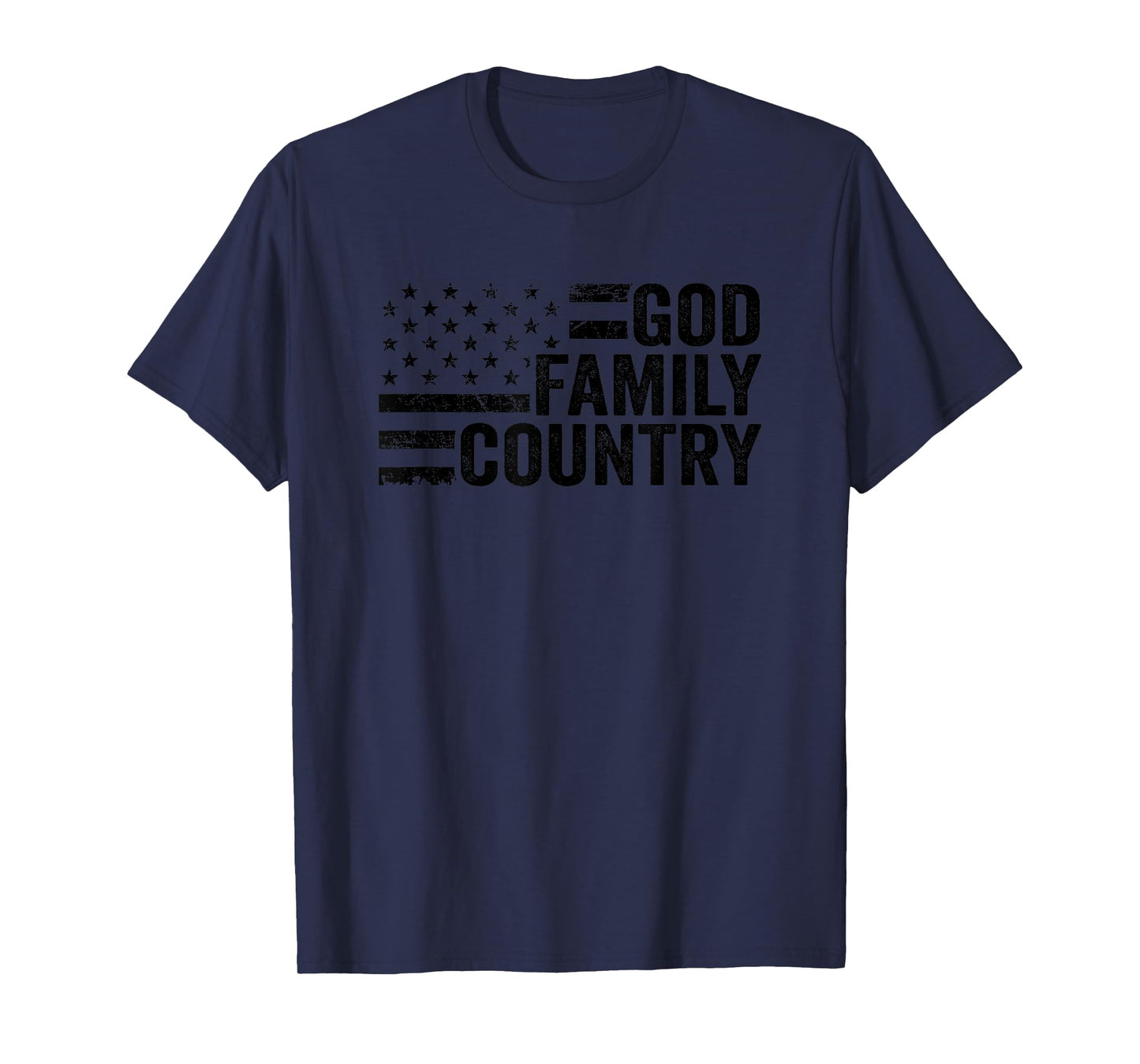 God Family Country - USA Patriotic Christian American Flag T-Shirt for Women Men