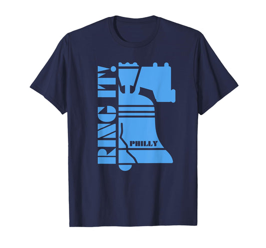 Philly Liberty Bell Ring it Philadelphia Brotherly Love Blue T-Shirt