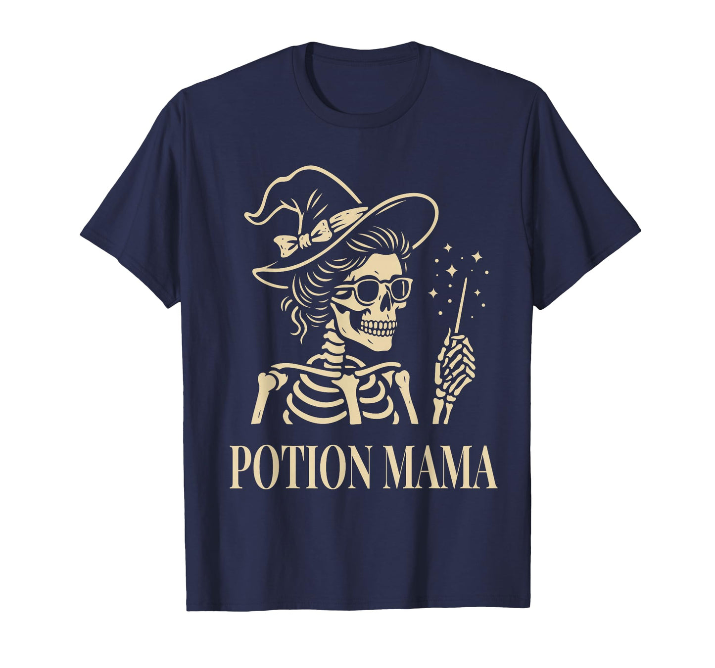 Potion Mama Funny Skeleton Witch Mom with Magic Wand T-Shirt