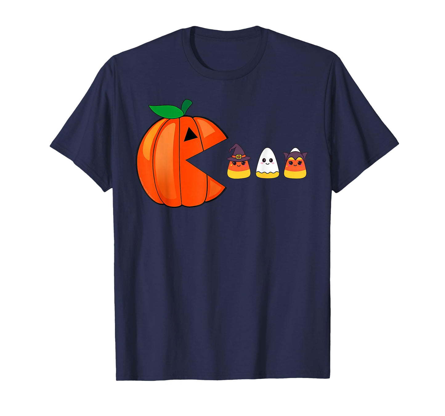 Funny Halloween Pumpkin Eating Candy Corn Women Kids T-Shirt