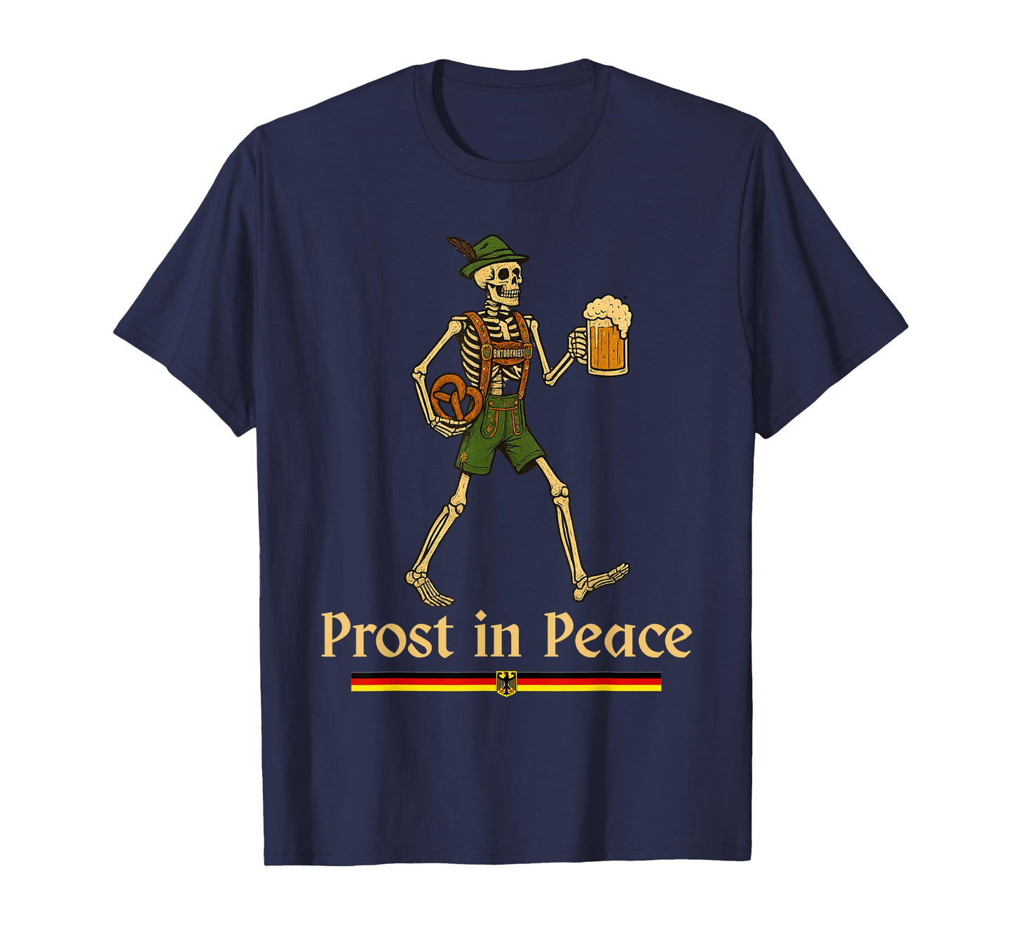 Prost in Peace Halloween Skeleton Beer Funny Oktoberfest T-Shirt