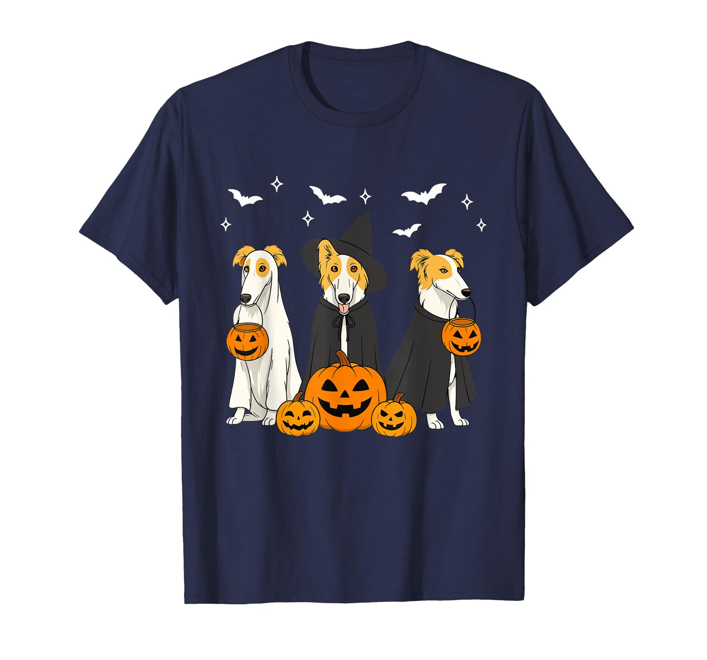 Witch Borzoi Dog Halloween Spooky Borzoi Dog Mom Dog Lover T-Shirt