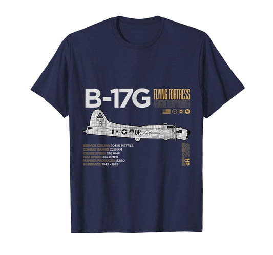 B-17G Flying Fortress Aircraft Schematics T-Shirt