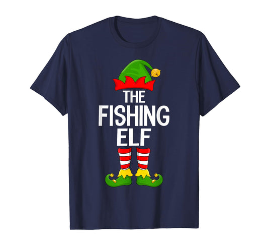 Fishing Elf Xmas Matching Family Elf Squad Christmas T-Shirt