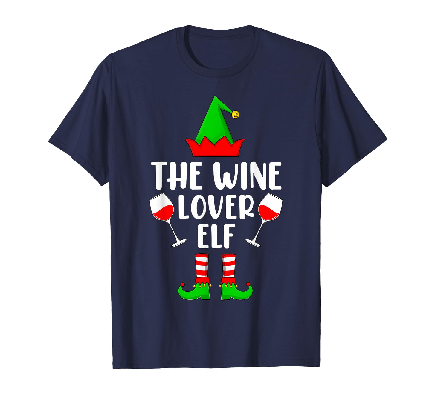 Wine Lover Elf Christmas Family Matching Elf Squad Xmas T-Shirt