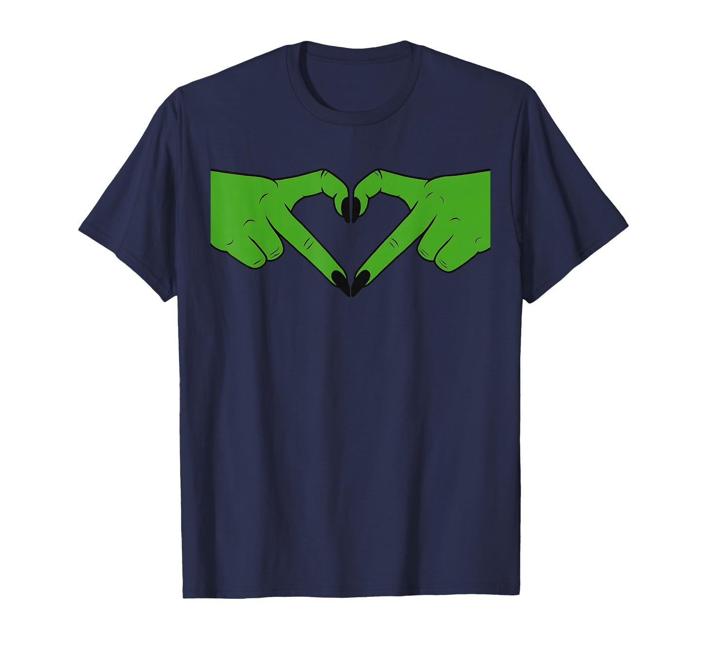 Green Witch Hands Gen Z Heart Shape Gothic Halloween Love T-Shirt