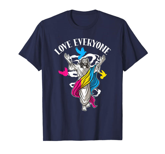 Love Everyone, Christian Pan Pride Jesus, Pansexual Love T-Shirt