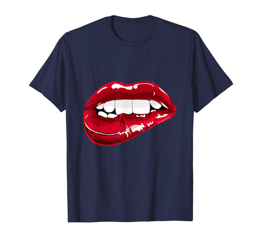 Enjoy Cool Women Graphic Lips Tee shirts, Women Red Lips Fun T-Shirt