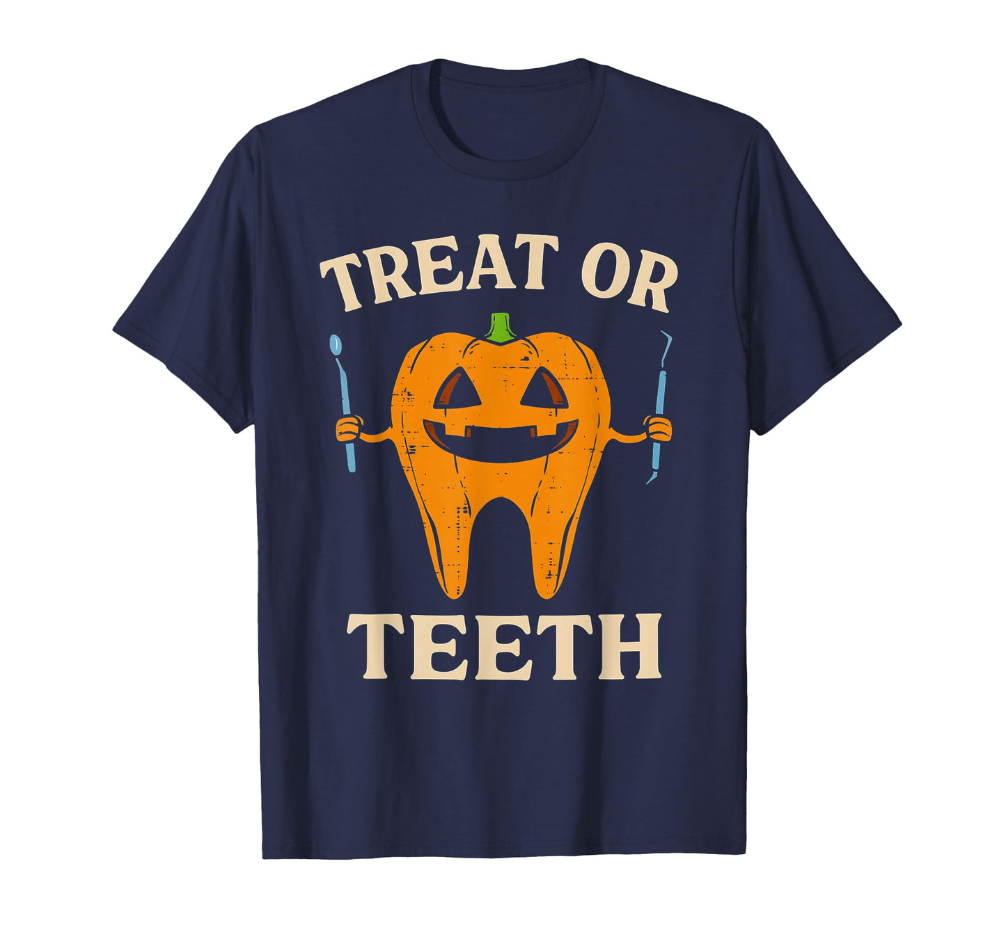 Trick Or Teeth Funny Dental Halloween Dentist Crew Costume T-Shirt