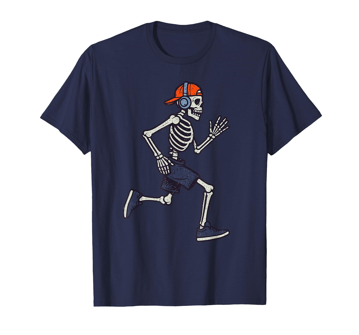 Vintage Halloween Skeleton Running Funny Spooky Costume T-Shirt