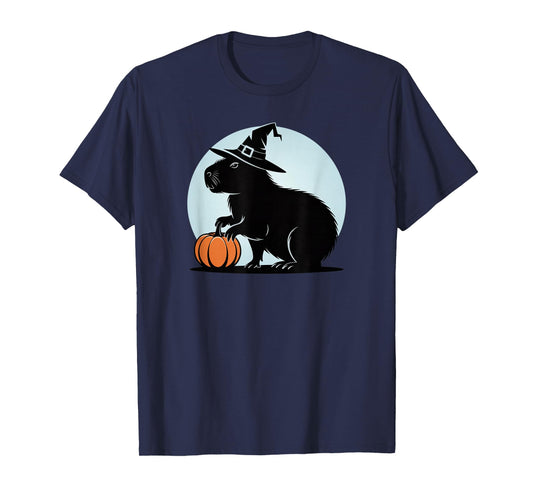 Spooky Capybara Halloween Witch Pumpkin T-Shirt