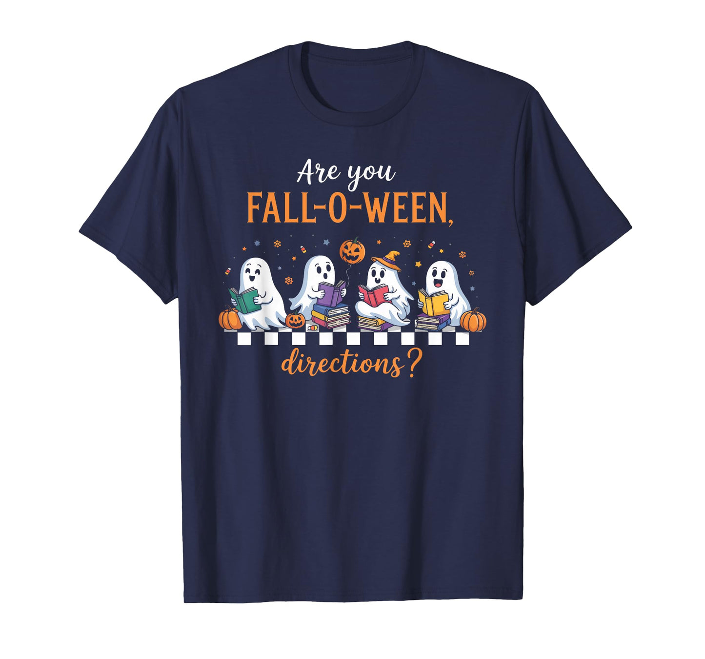 Retro are You Fall O Ween Directions Teacher Halloween Ghost T-Shirt
