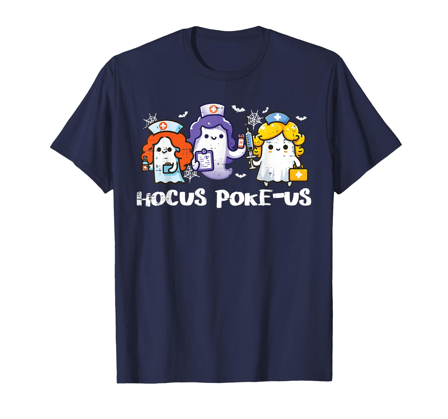 Halloween Ghost Nurse Hocus Poke Us Costume Scrub Top Women T-Shirt