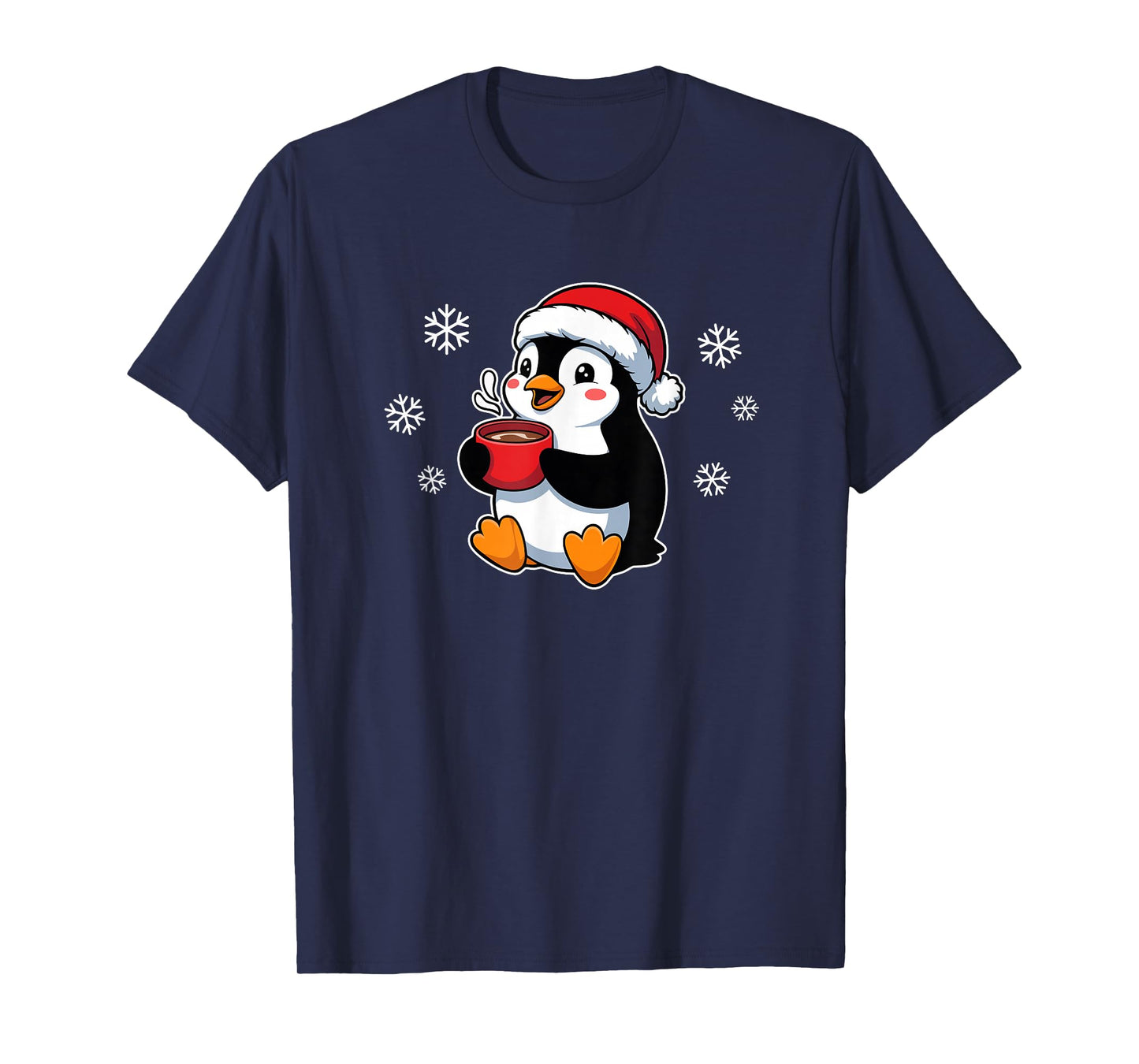 Cute Christmas Penguin Hot Cocoa Wintertime Holiday T-Shirt