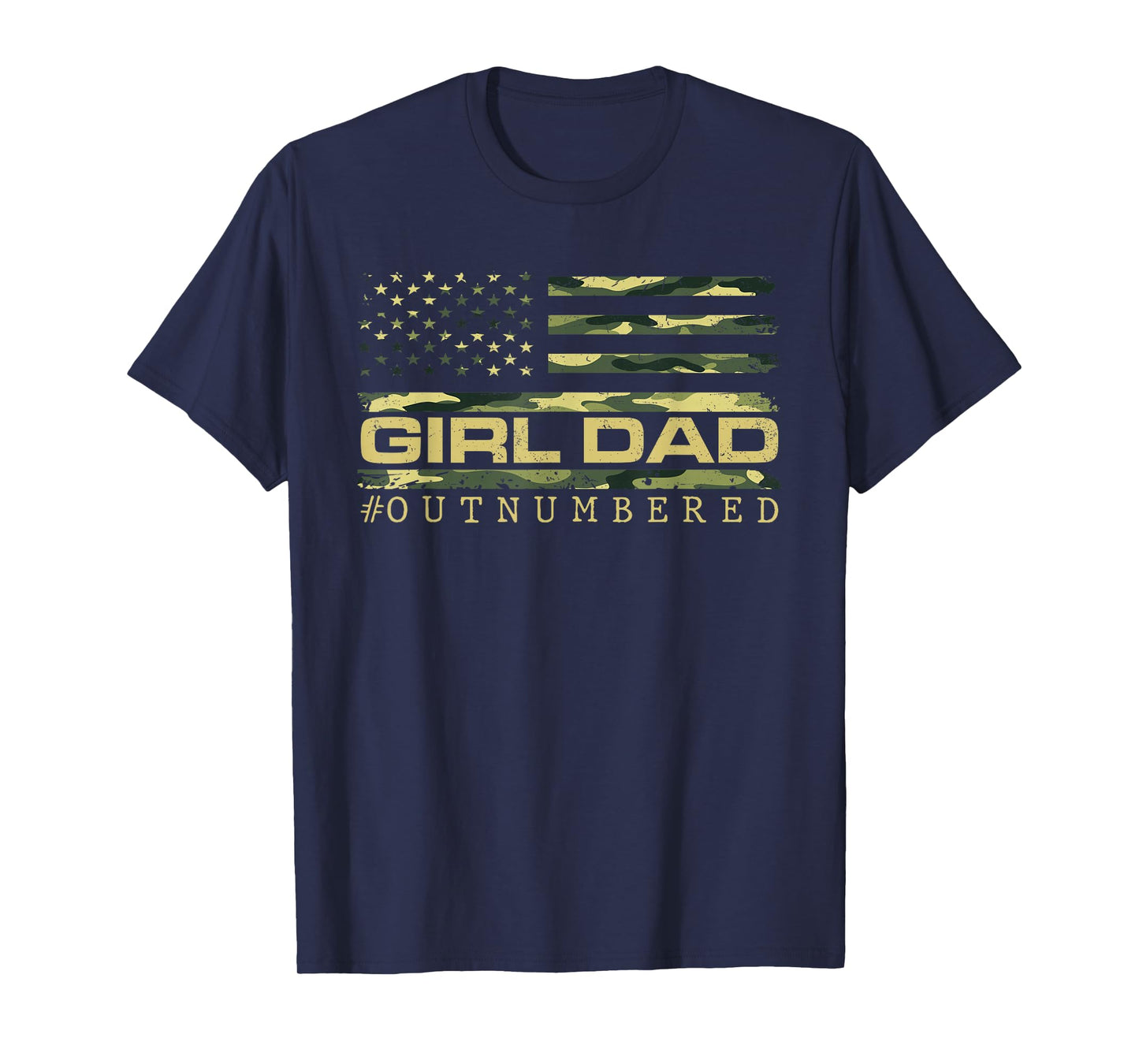Girl Camo Dad American USA Flag Dad Of Girls 4th Of July T-Shirt