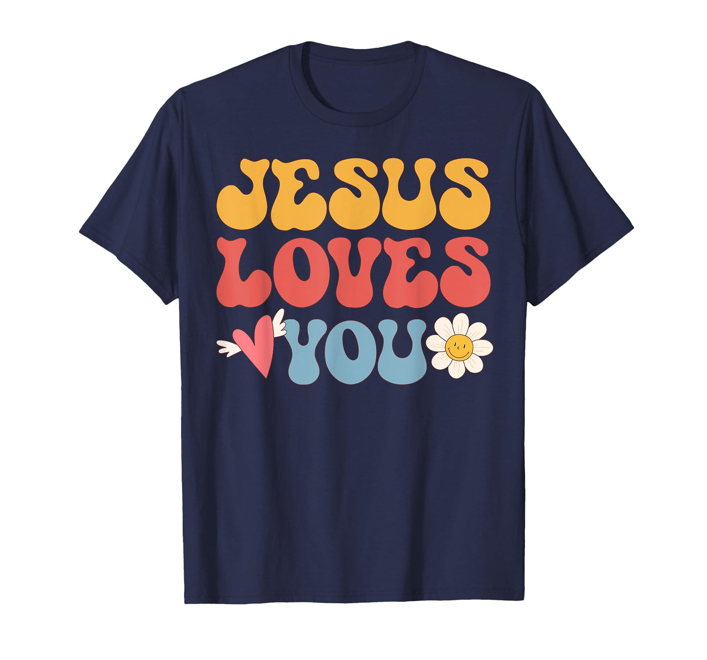Groovy Jesus Loves You Christian 70's Hippie T-Shirt