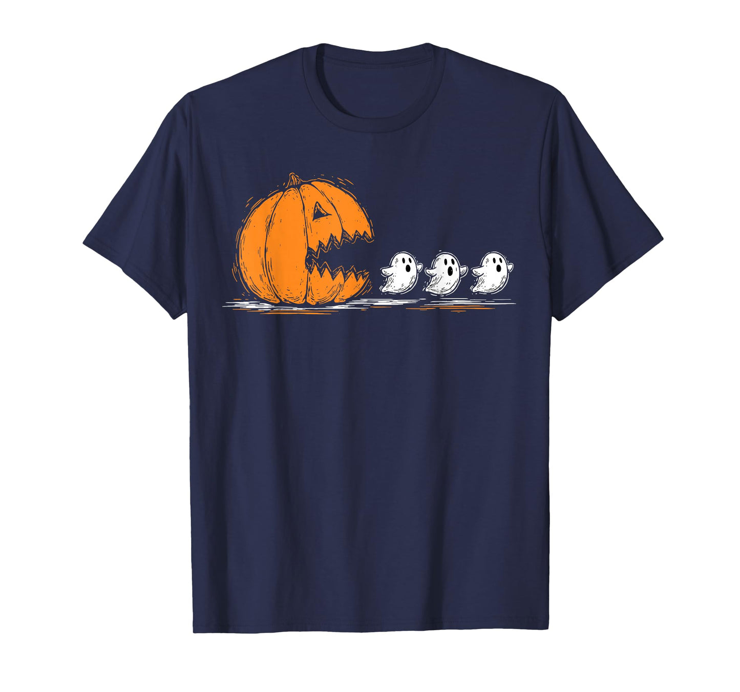 Halloween Gamer Pumpkin Eating Ghost Costume Men Boys Kids T-Shirt