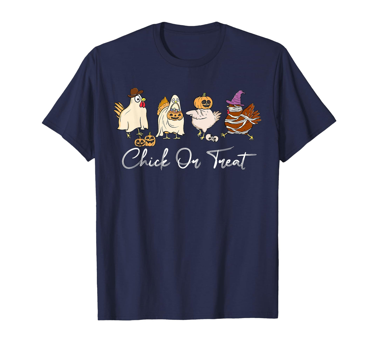 Funny Chick Or Treat Halloween Pumpkin Ghost Skeleton Spooky T-Shirt