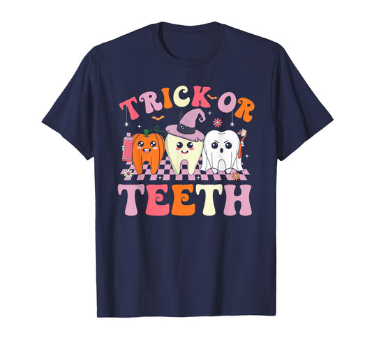 Funny Halloween Shirts Dentist Dental Squad Trick or Teeth T-Shirt