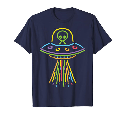 Colorful Alien Ufo Lines Cute Toddler Girls Boys Kids Women T-Shirt