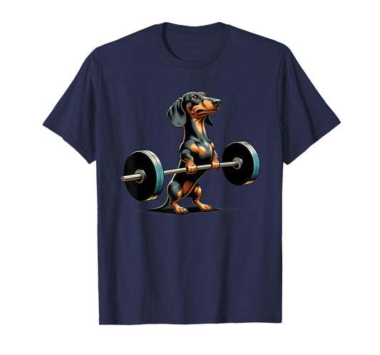Dachshund Deadlift Weightlifing Fitness Workout Gym Lover T-Shirt