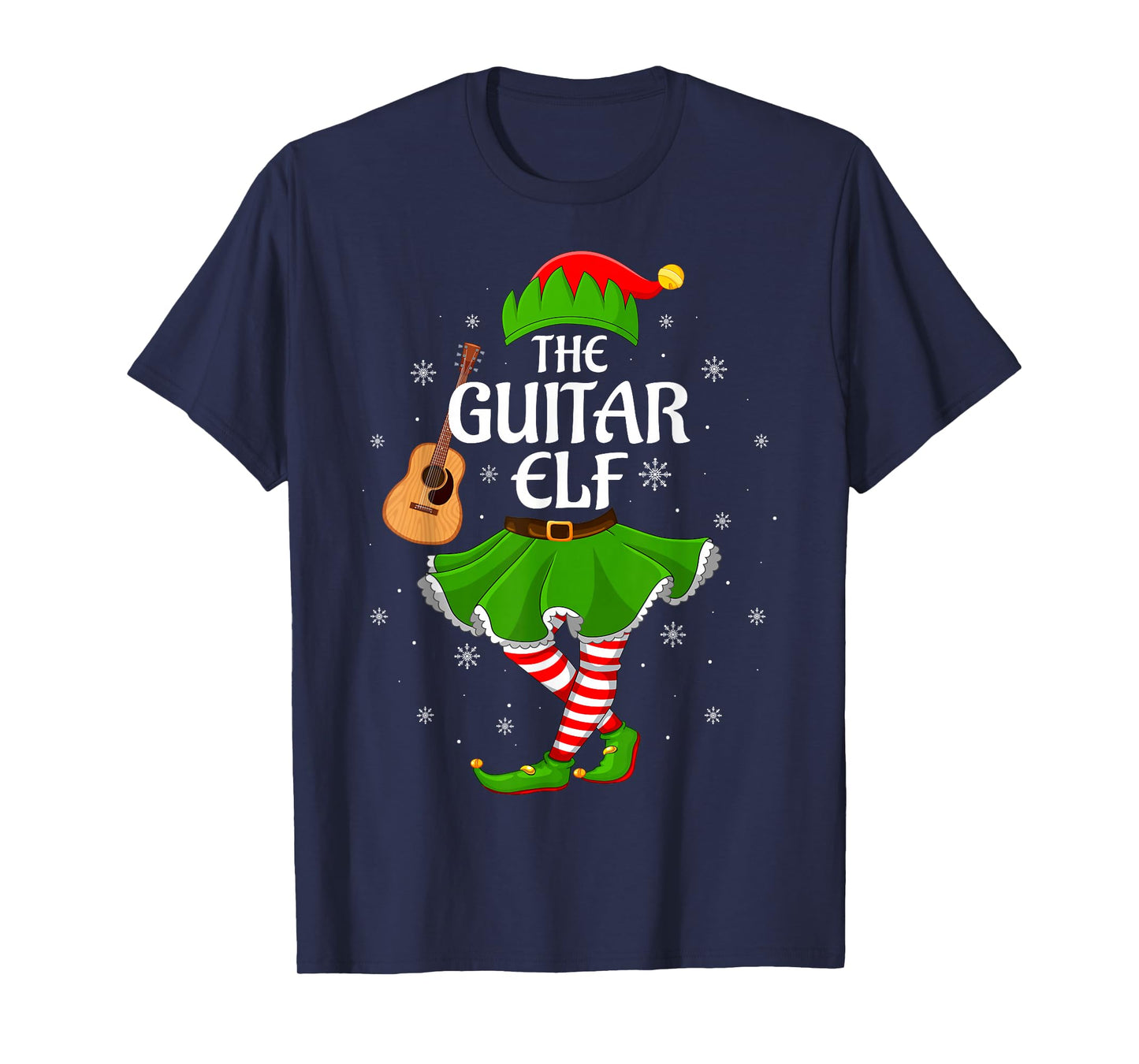 Guitar Elf Christmas Family Girls Women Elf Squad Xmas T-Shirt