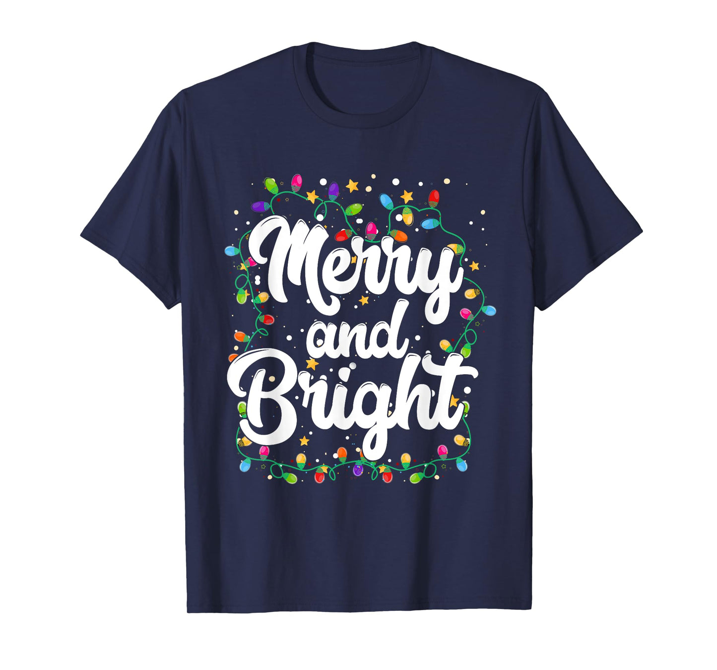 Merry and Bright Funny Christmas Xmas Lights Pajamas Family T-Shirt
