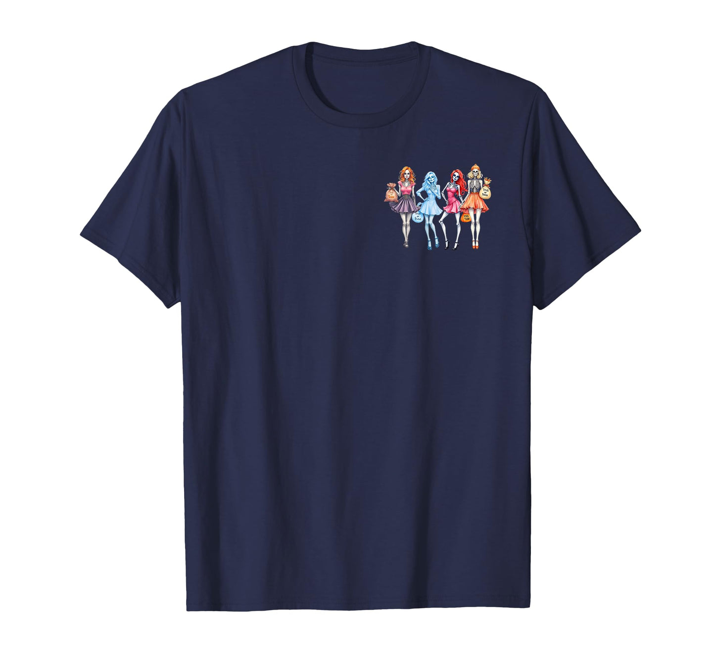 Trick or Tease Halloween Witch Skeleton Pumpkin Ghost T-Shirt