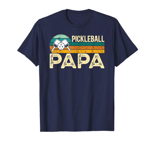 Pickleball Papa Retro Pickleball Player Papa Grandpa T-Shirt