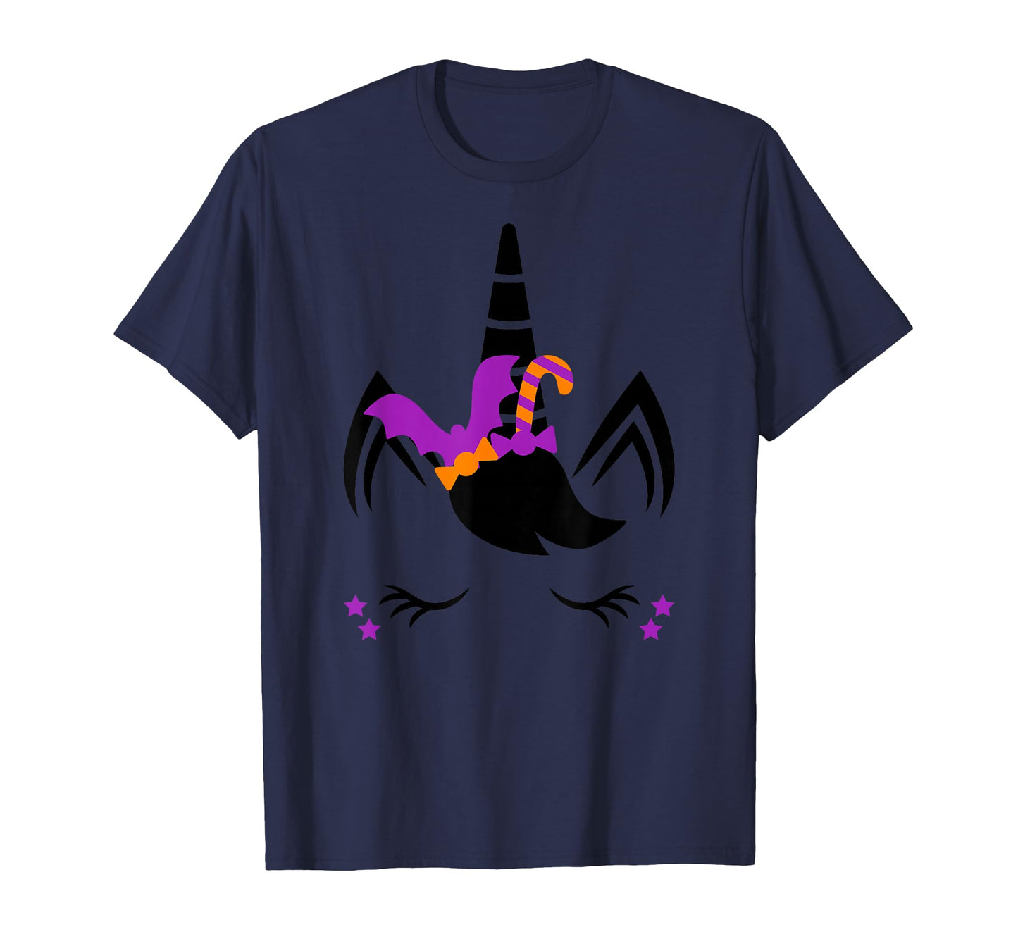 Unicorn Face Eyelashes Bat Candy Scary Halloween Costume T-Shirt