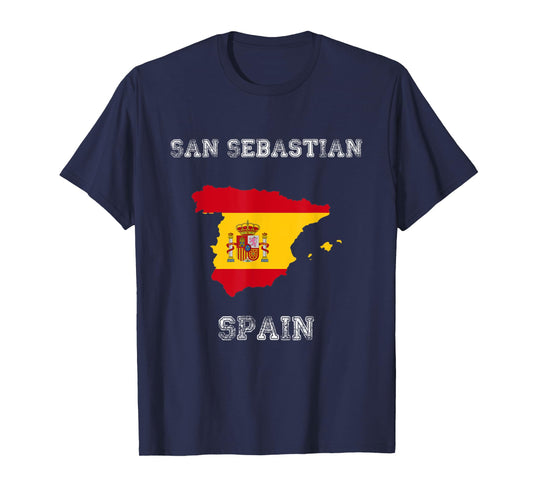 Retro San Sebastian Spain Distressed Spain Flag T-Shirt