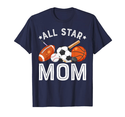 All Star Mom Of The Birthday Boy Basketball Soccer Sport T-Shirt