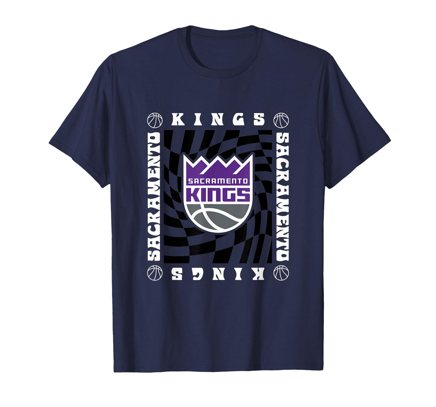 NBA Sacramento Kings Retro Checkerboard Wave T-Shirt