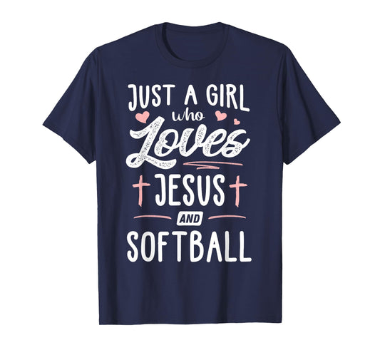 Just A Girl Who Loves Jesus And Softball Gift Women T-Shirt